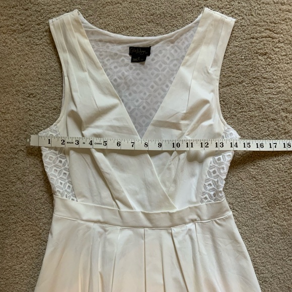 Anthropologie Colette Dinnigan White Pleated Trellis Dress Pockets Midi Size 2 - Picture 9 of 11